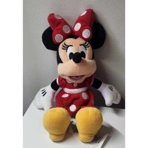 Disney Store 10in Tall Minnie Mouse Red Polka Dot Dress Soft Plush Doll GUC